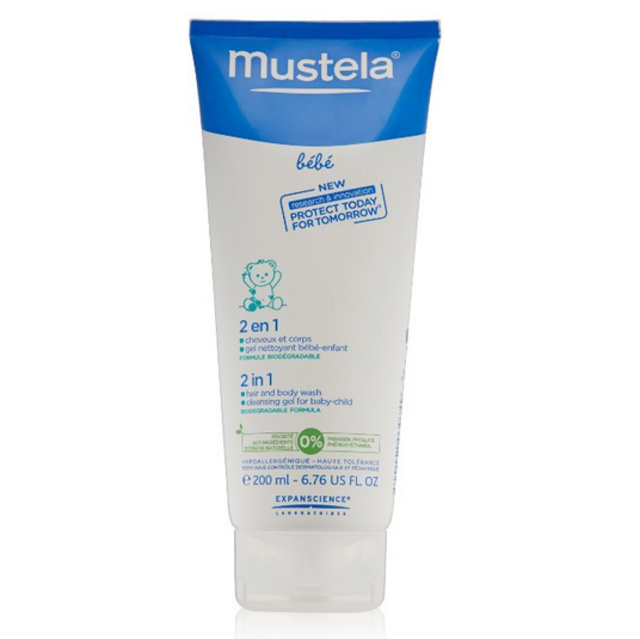 Mustela 2 in 1 Hair & Body Wash, 6.76 fl. oz.