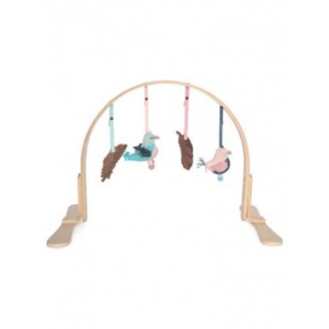 Wooden Play Gym with Birds & Feathers