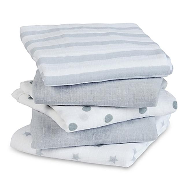 aden + anais® 5-Pack Musy Muslin Squares in Dove Grey