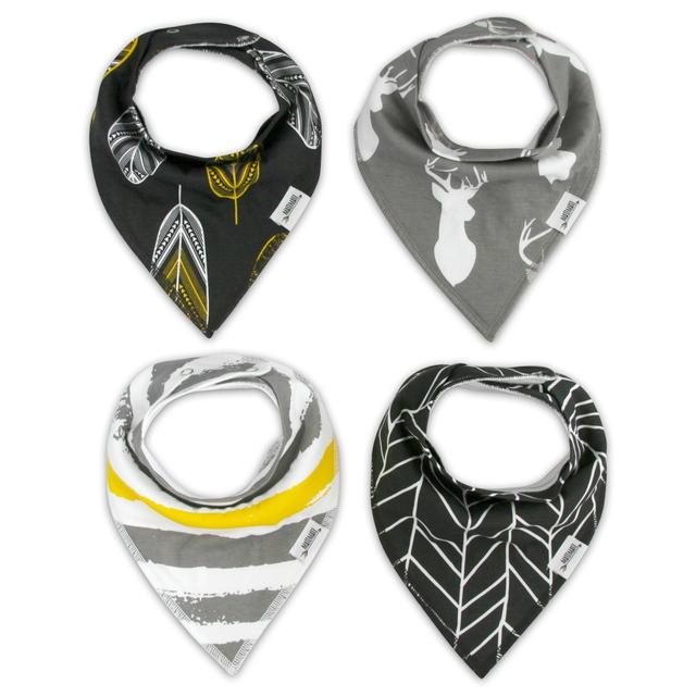 Gold & Gray Bandana Bib Set