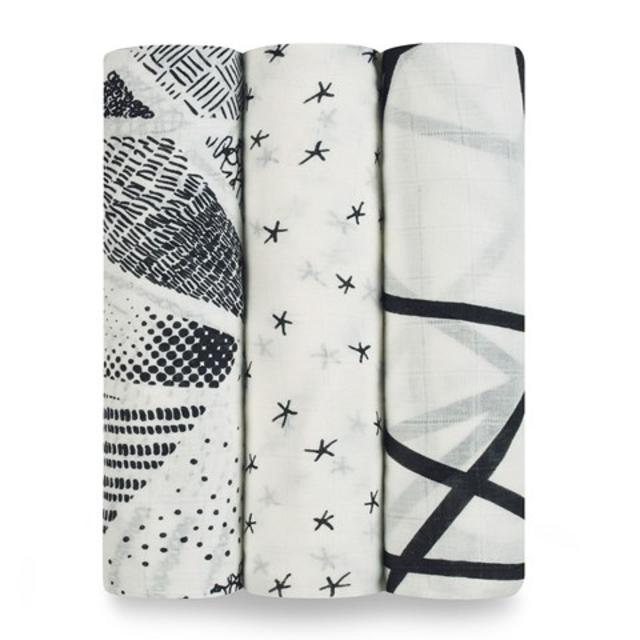 Aden + Anais Pack of 3 Midnight Bamboo Print Swaddles
