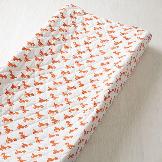 Little Prints Changing Pad Cover (Orange Dino)
