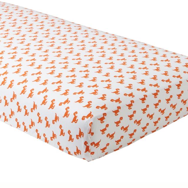 Little Prints Crib Fitted Sheet (Orange Dinosaur)