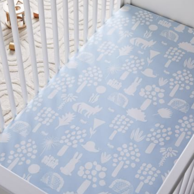 Organic Woodland Crib Fitted Sheet - Sky Light Blue