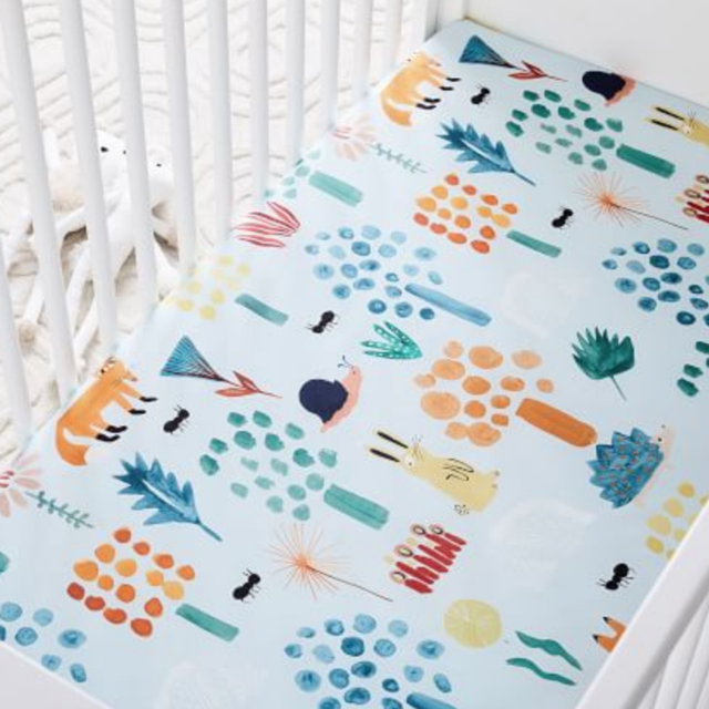 Organic Woodland Crib Fitted Sheet - Multi