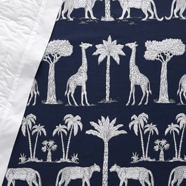 Organic Grand Safari Crib Fitted Sheet (Navy)