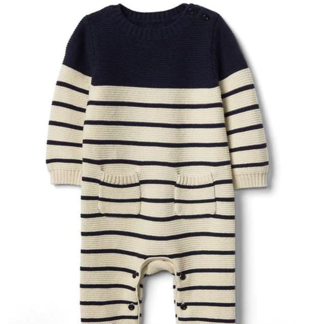 Baby Stripe Garter One-Piece (dark night for 6-12 months)