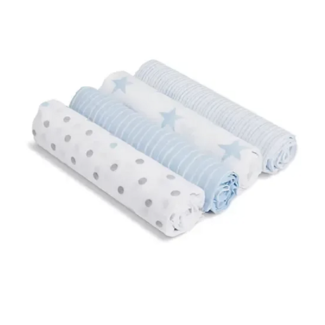 aden + anais essentials Dapper 4-Pack Cotton Muslin Swaddles in Blue