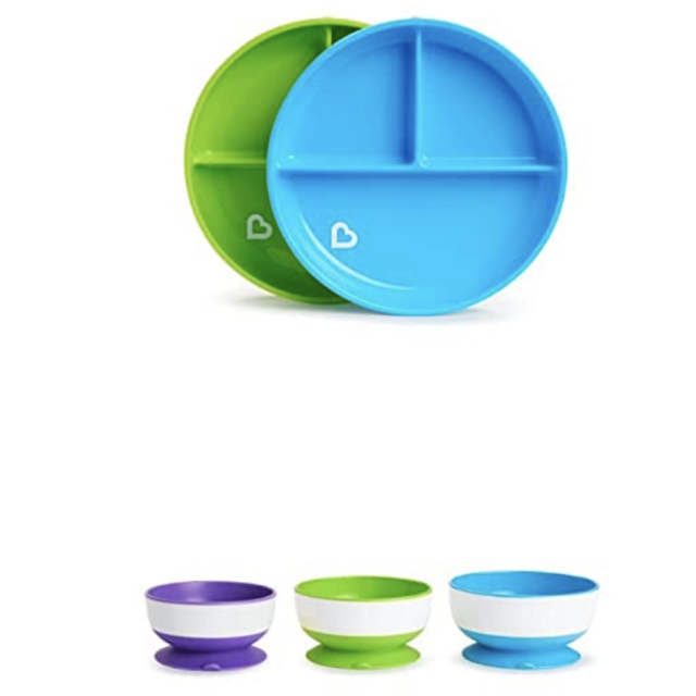 Munchkin Stay Put Bowls and Divided Plates