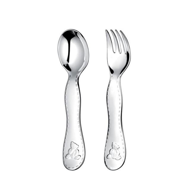 Christofle Charlie Bear Silver-Plated Two-Piece Baby Flatware Set