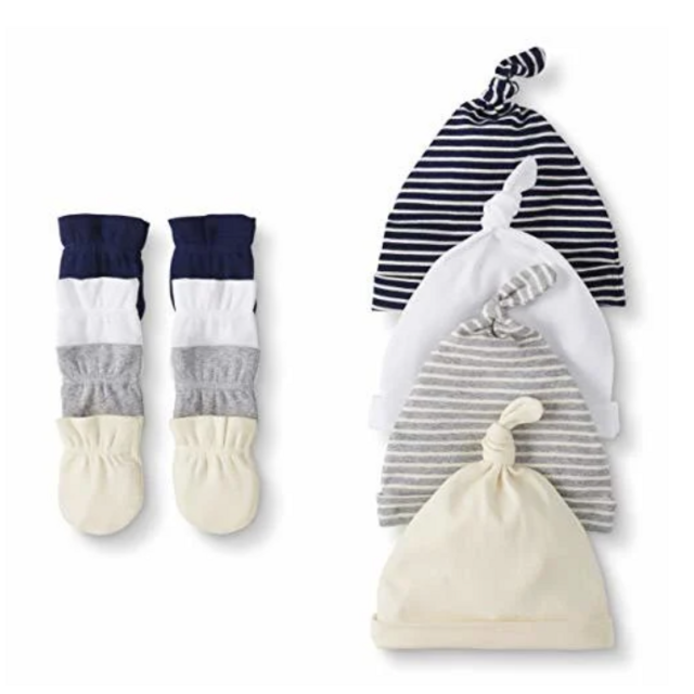 Moon and Back by Hanna Andersson 4-Pack Organic Cotton Cap and Mitten Set