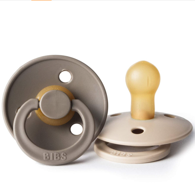 BIBS BPA-Free Natural Rubber Baby Pacifier | Dark Oak/Vanilla, 0-6 Months) 2-Pack