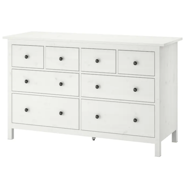 HEMNES 8-drawer dresser, white stain