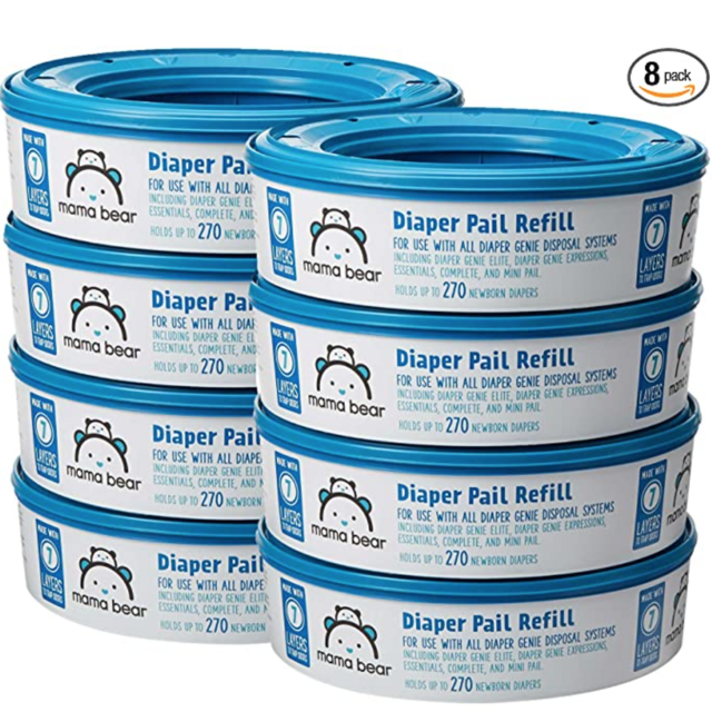 Diaper Pail Refills for Diaper Genie Pails (8 pack)