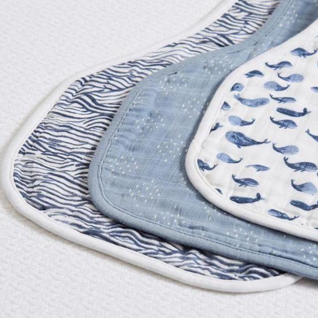 Whales Muslin Burp Cloth Set Of 3