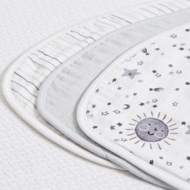 Sky Muslin Burp Cloth Set of 3