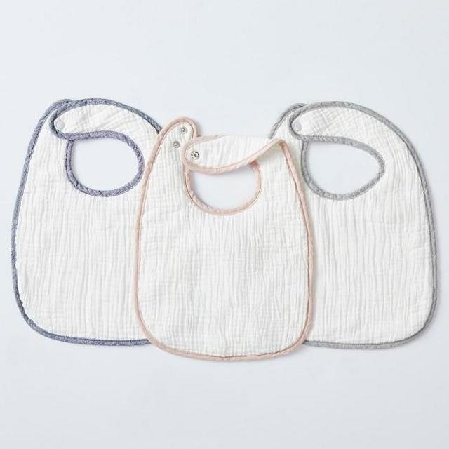 Muslin Linen Trim Bib
