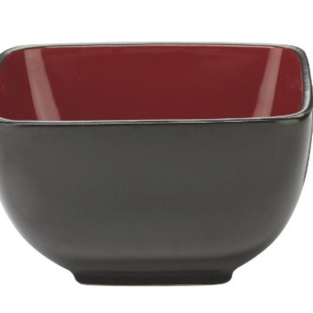 4 Cuisinart Melle Collection Stoneware Open Stock Square Bowls, 5.5-Inch, Red