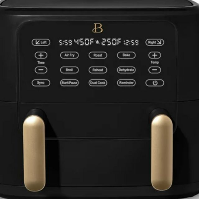 Beautiful 9QT TriZone Air Fryer, Black Sesame by Drew Barrymore