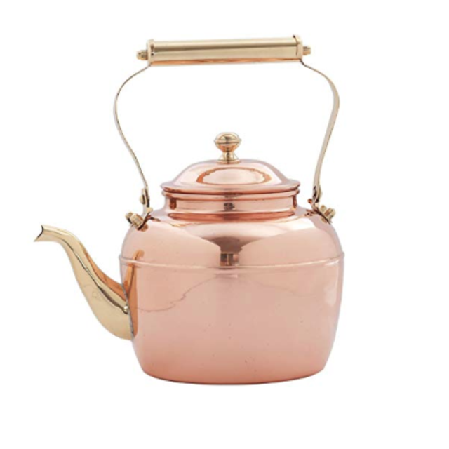 Old Dutch 887 Teakettle, 2½ Qt, Copper, Brass