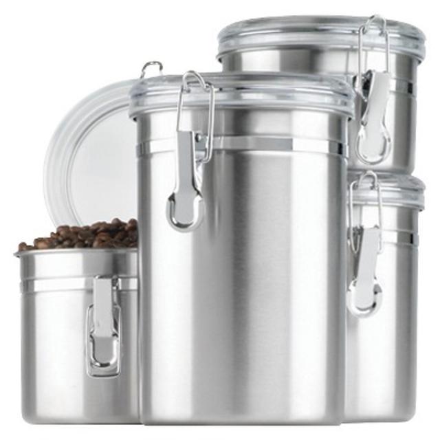 Stainless Steel 4pc Canister Set with Lid Silver - Threshold