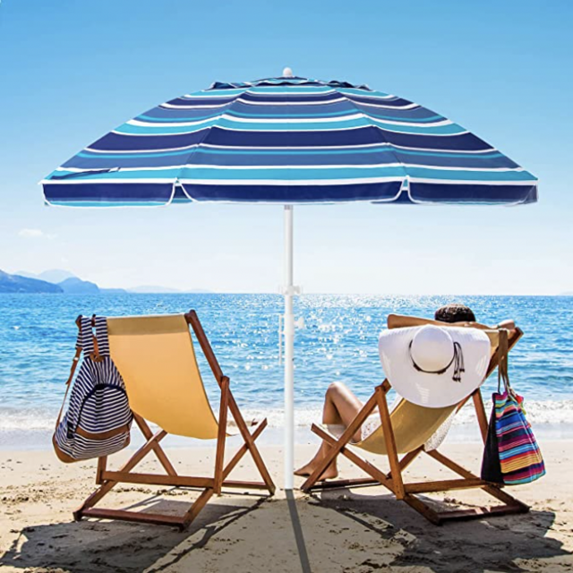 Beach Umbrella Blue and white stripes