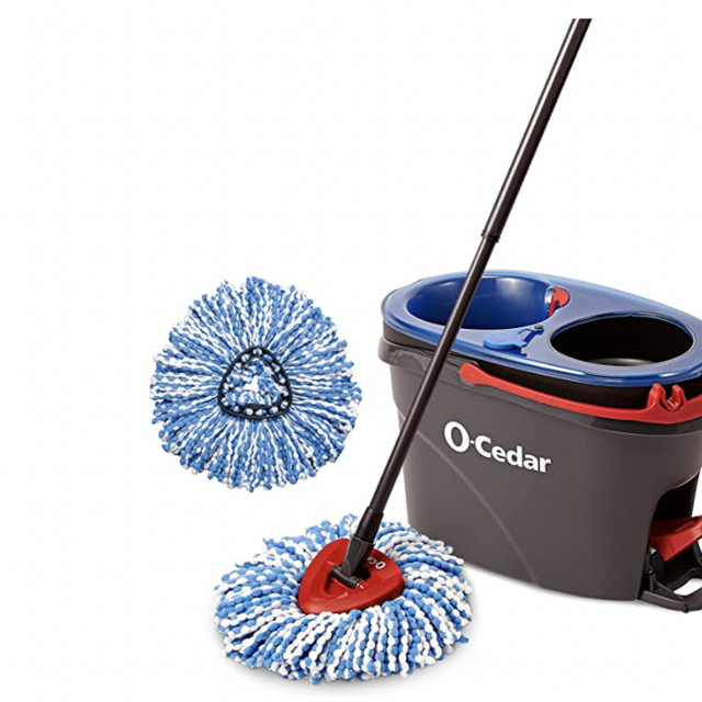 Microfiber Spin Mop & Bucket Floor Cleaning System with 1 Extra Refill, Grey