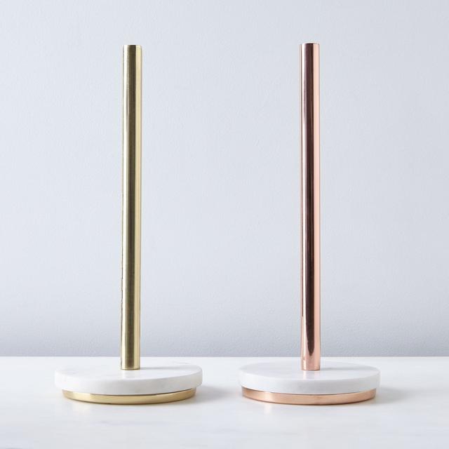 Marble & Metal Paper Towel Holder - Brass