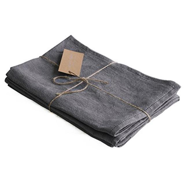 Linen Dinner Napkins - 4 pack - Soft and Durable Cloth - 20x20 inch - by Abbot Fjord (Pewter)