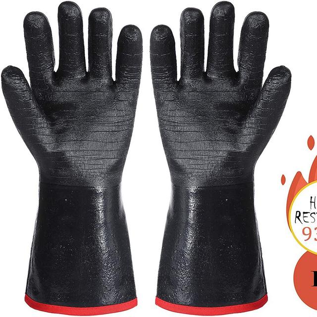 ARCLIBER BBQ Gloves-Kitchen Oven Mitts,Outdoor Barbecue Grill Baking Gloves - Fire and Food Safe Turkey Fryer Oven Gloves for Smoker,Insulated Heat Resistant Gloves,Neoprene Coating (14 inch)
