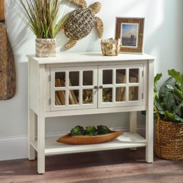 Cream Window Pane Console Table