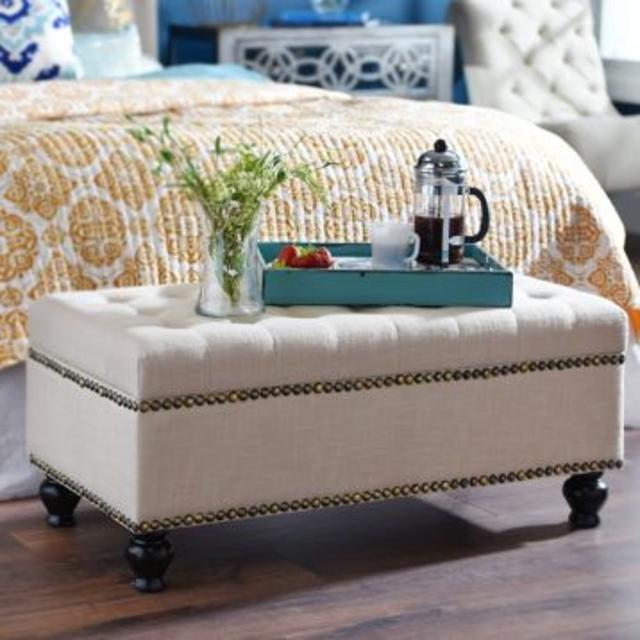 Adler Ivory Tufted Storage Bench