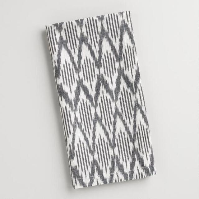 Black and White Ikat Napkins, Set of 4