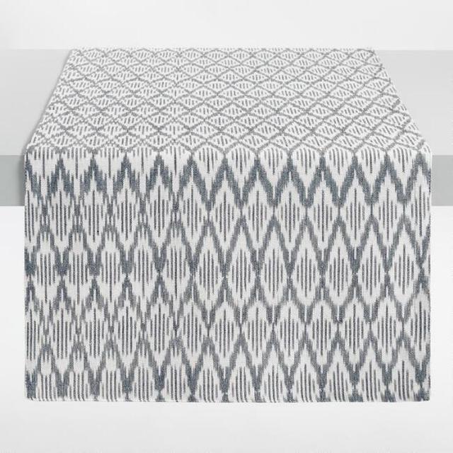 Black and White Ikat Table Runner