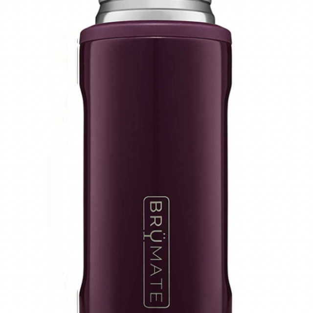 BrüMate Hopsulator Slim Double-Walled Stainless Steel Insulated Can Cooler for 12 Oz Slim Cans (Plum)