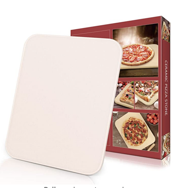 IVOWRURFE Pizza Stone,15"x12" Heavy Duty Ceramic Baking Stone for Oven and Grill, Durable BBQ Pizza Pan, Pizza Grilling Stone, Perfect Baking Accessories for Pizza, Bread, Pies and More