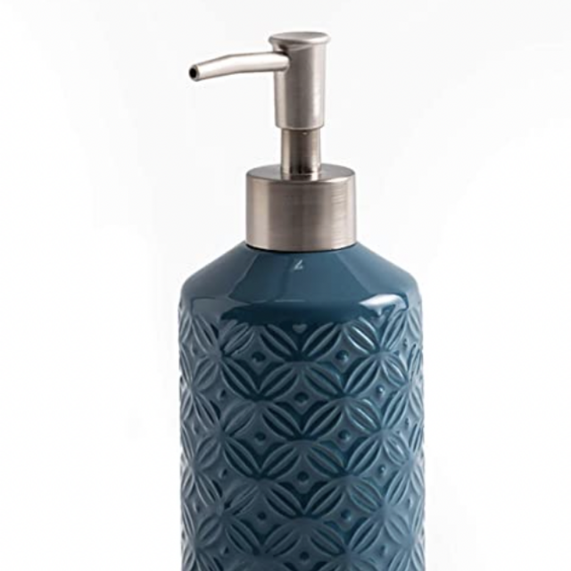 FE Soap Dispenser, 400ml/13.5oz Refined Emboss Lotion Dispenser, Dish Soap Dispenser for Kitchen, Bathroom and Washroom