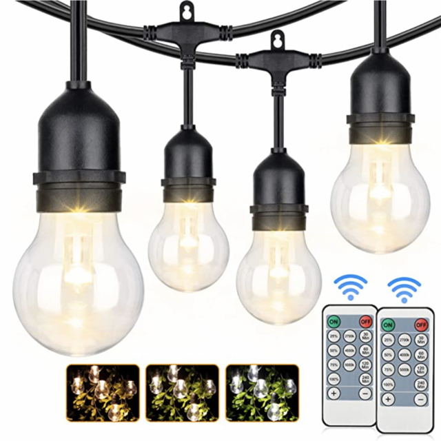 3-Color in 1 Outdoor LED String Lights with Remotes