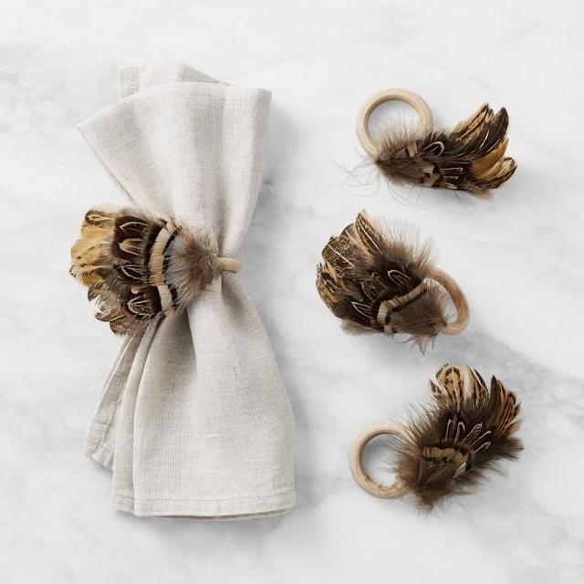 Feather Napkin Rings, Set of 4