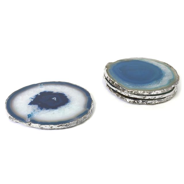 Jonathan Adler Teal and Silver Agate Coasters