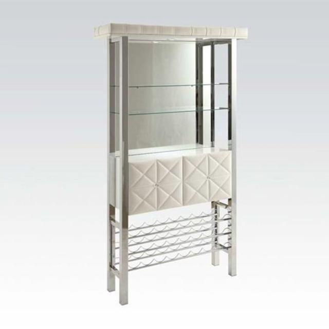 White Chrome Metal Bar Cabinet