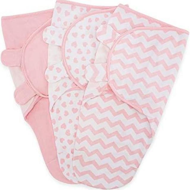 Comfy Cubs Swaddle Blanket, Easy Adjustable 3 Pack Infant Sleep Sack Wrap (Large 3-6 Months,Pink)