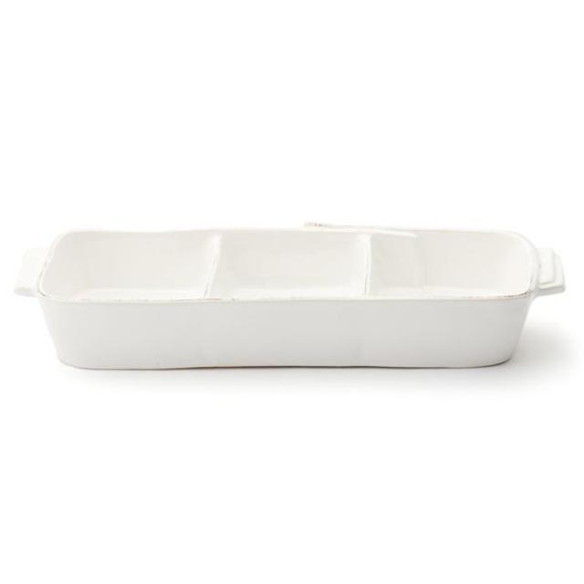 VIETRI LASTRA WHITE SMALL 3 PART SERVER