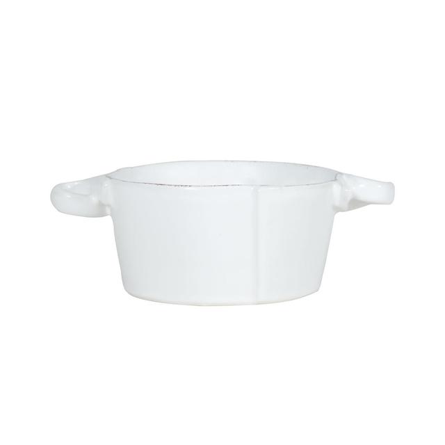 VIETRI LASTRA WHITE HANDLED INDIVIDUAL BAKER