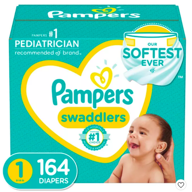 Pampers Swaddlers Disposable Diapers - Size 1, 164 Count
