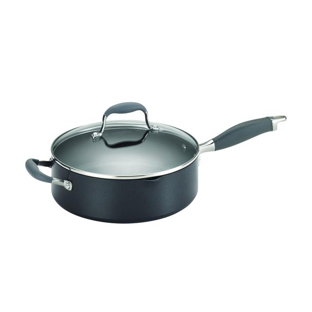 Anolon Advanced Covered Sauté with Pour Spouts and Helper Handle, 4-Quart, Gray