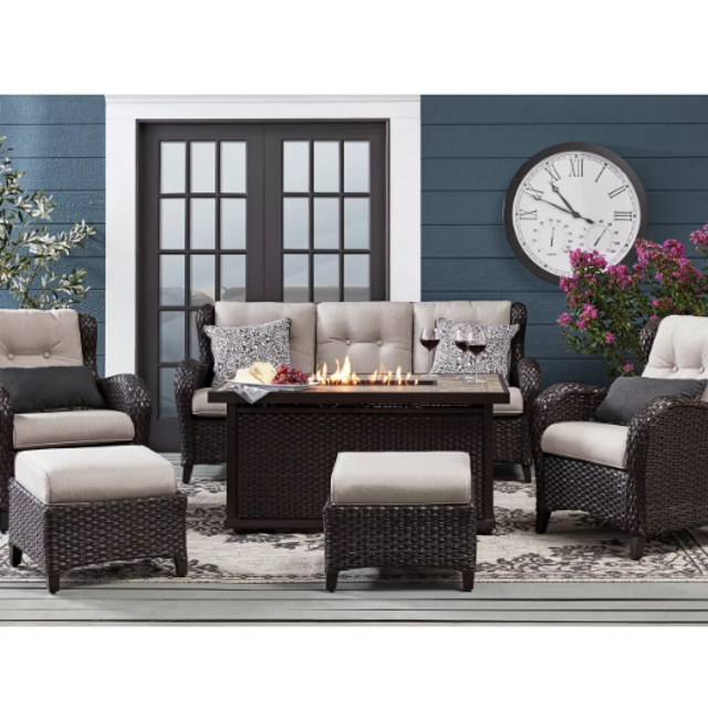 Member's Mark Heritage 6-Piece Deep Seating Fire Pit Set with Sunbrella Fabrics