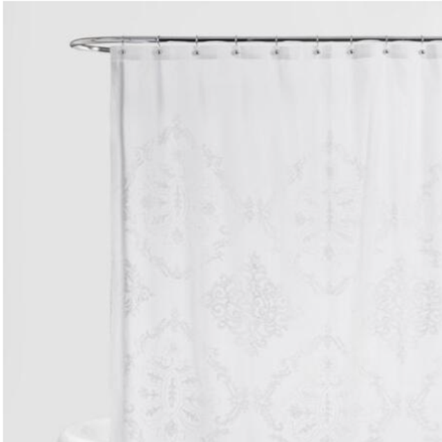 White Lilith Floral Shower Curtain