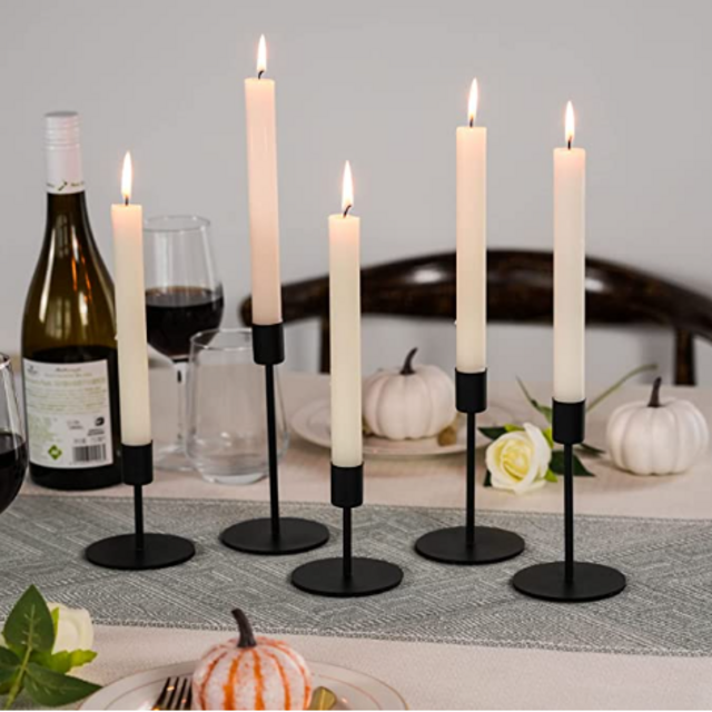 smtyle Black Candlesticks for Taper Candles Set of 5 Candelabra with Iron-0.8" Diameter Ideal for Table Centerpiece