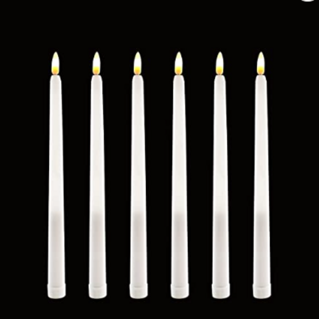 LACGO 11'' Long LED Flameless Tea Light Candle Battery Operated Flickering Ivory Body Taper Candle Center Centerpieces for Home, Restaurant, Wedding, Display Stand Ornaments Decor(Pack of 6)